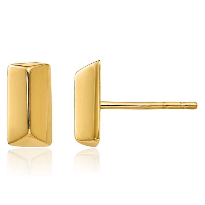 14K Solid Yellow Gold Stud Earrings