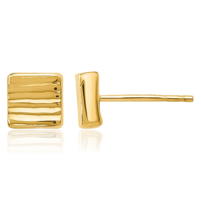 14K Solid Yellow Gold Stud Earrings