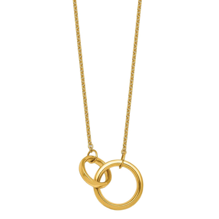 14K Solid Yellow Gold Circle Round Geometric Necklace Chain