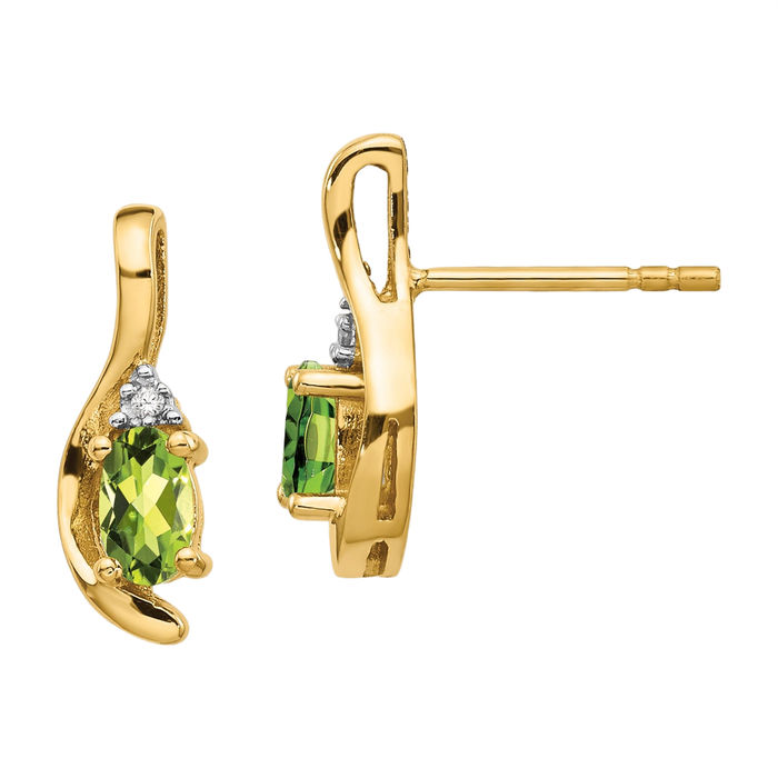 Solid newest 14k Yellow Gold Green Peridot Dangle Stud Earrings