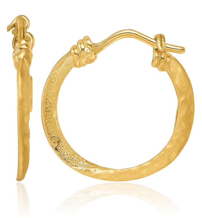 18K Solid Yellow Gold Round Medium Hoop Earrings