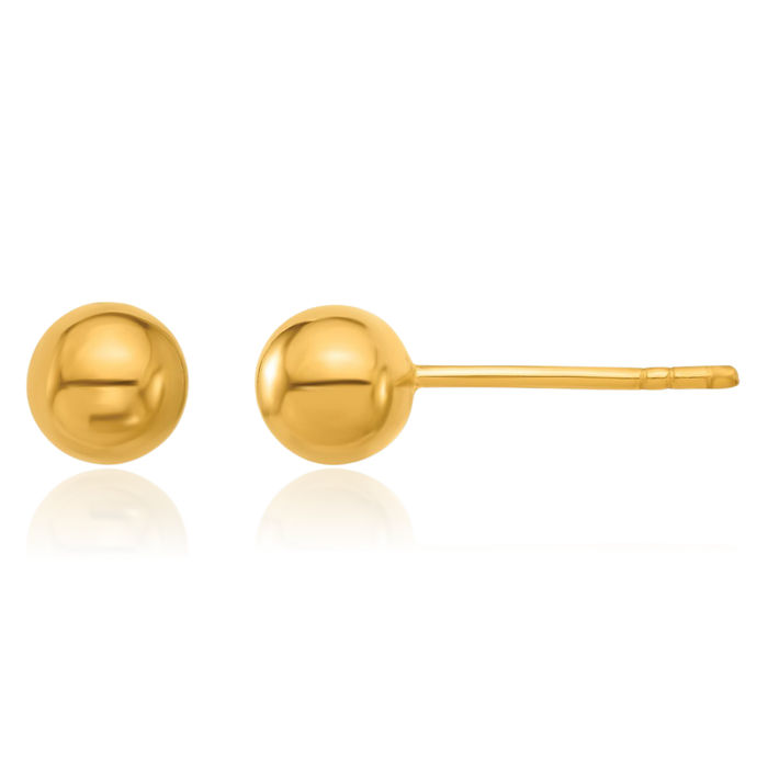 24K Solid Yellow Gold 6mm Classic Ball Stud Earrings