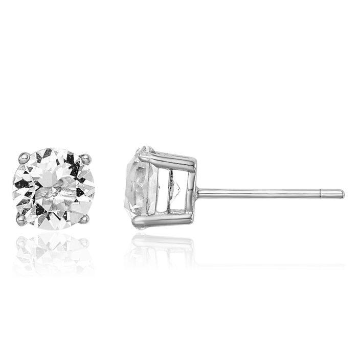 925 Sterling Silver Rhinestone Crystals Stud Earrings April Birthstone Jewelry