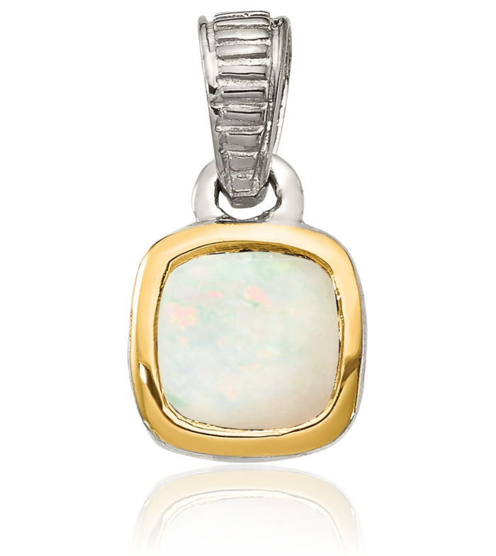 925 Sterling Silver Cushion-Cut Milky Opal Necklace Gemstone Pendant Charm October Birthstone Jewelry