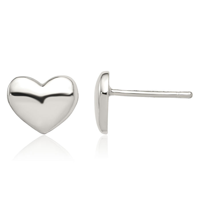 925 Sterling Silver Heart Stud Earrings