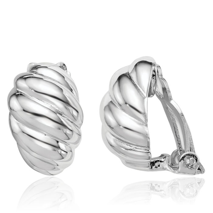 925 Sterling Silver Non Pierced Clip On Oval Stud Earrings