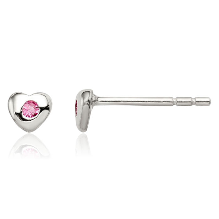 925 Sterling Silver Pink Preciosa Rhinestone Crystals Heart Stud Earrings October Birthstone Jewelry