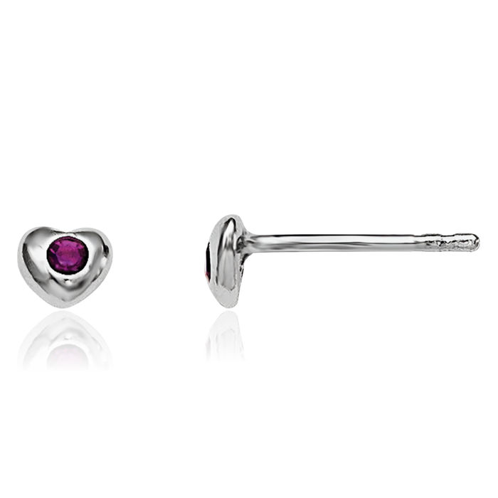 925 Sterling Silver Purple Preciosa Rhinestone Crystals Heart Stud Earrings February Birthstone Jewelry