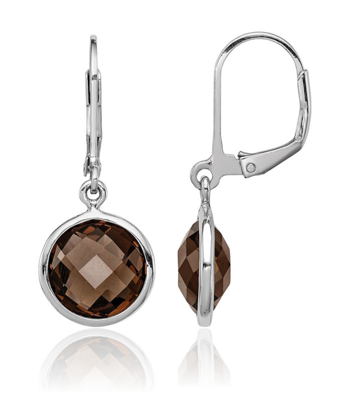 925 Sterling Silver Brown Smoky Quartz Drop Dangle Earrings