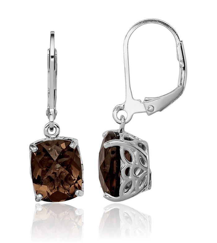 925 Sterling Silver Brown Smoky Quartz Drop Dangle Earrings