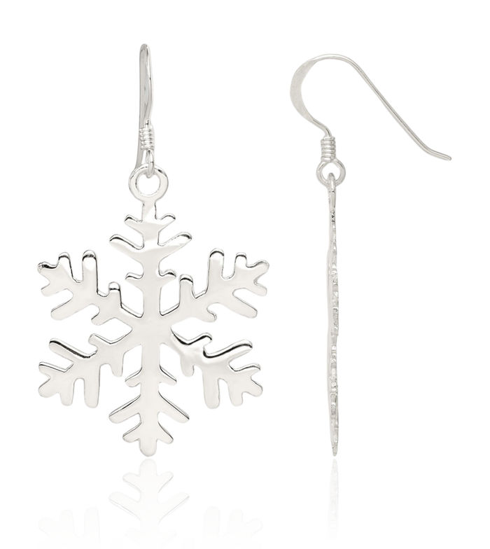 925 Sterling Silver Snowflake Drop Dangle Earrings