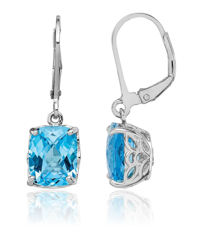 925 Sterling Silver Swiss Blue Topaz Drop Dangle Earrings