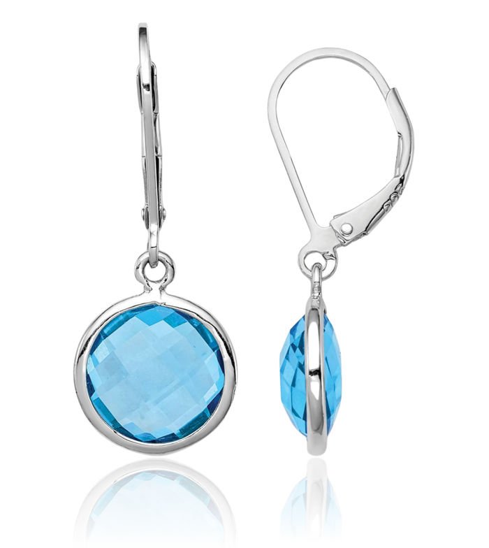 925 Sterling Silver Swiss Blue Topaz Drop Dangle Earrings