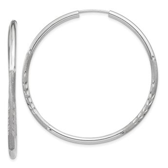 OZZAR 14k White Gold 2mm Thickness Endless Hoop Earrings (25 X 25 popular mm)